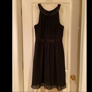 WHBM illusion neckline black chiffon dress 14